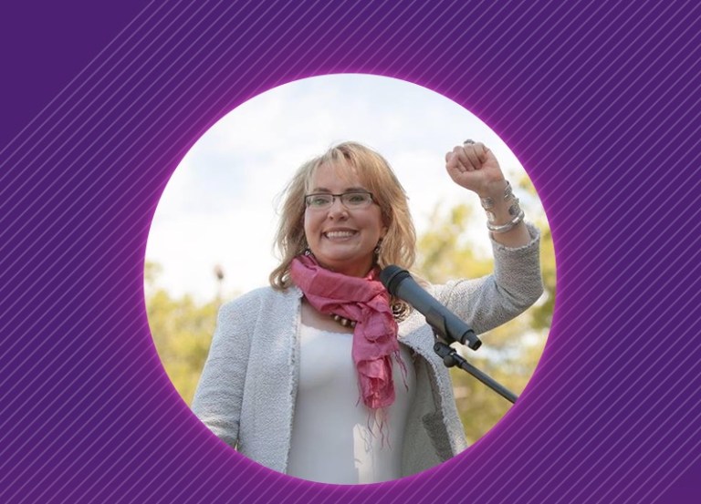 Former Rep. Gabby Giffords is helping to make gun control the top issue for Democrats in the midterm elections. This image is from a party email.