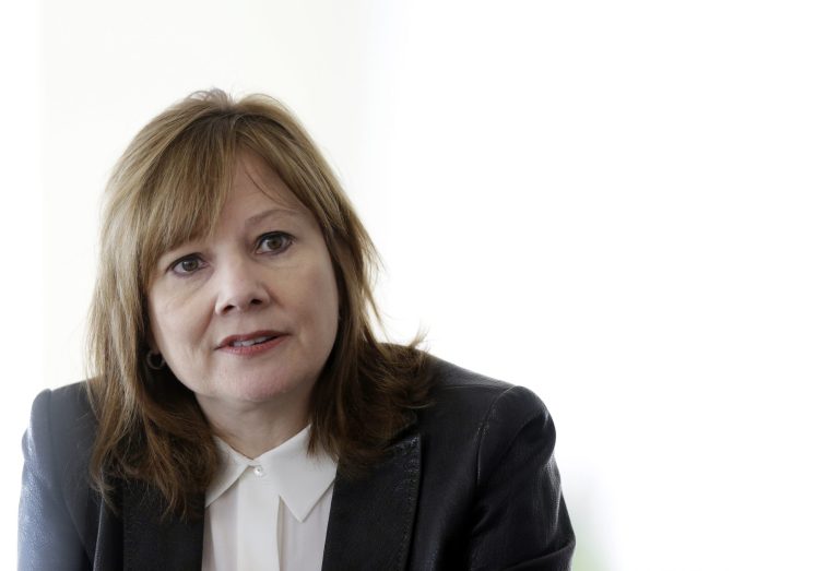General Motors CEO Mary Barra addresses the media during a roundtable meeting with journalists in Detroit, Thursday, Jan. 23, 2014. (AP Photo/Carlos Osorio)