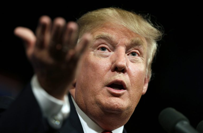 Republican presidential candidate Donald Trump speaks to supporters during a rally, Tuesday, June 16, 2015, in Des Moines, Iowa. (AP Photo/Charlie Neibergall)