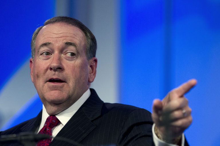 Republican presidential candidate, former Arkansas Gov. Mike Huckabee speaks during the Values Voter Summit, held by the Family Research Council Action, Friday, Sept. 25, 2015, in Washington. ( AP Photo/Jose Luis Magana)