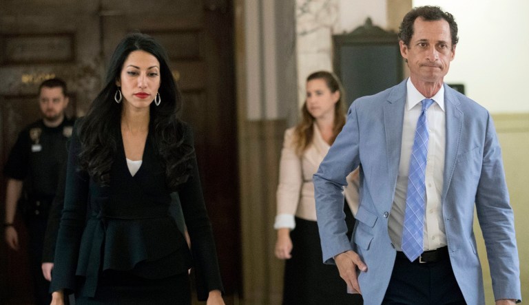 Huma Abedin filed for divorce in 2017 after Anthony Weiner pleaded guilty to sending inappropriate messages to an underage girl. (AP Photo/Mary Altaffer)
