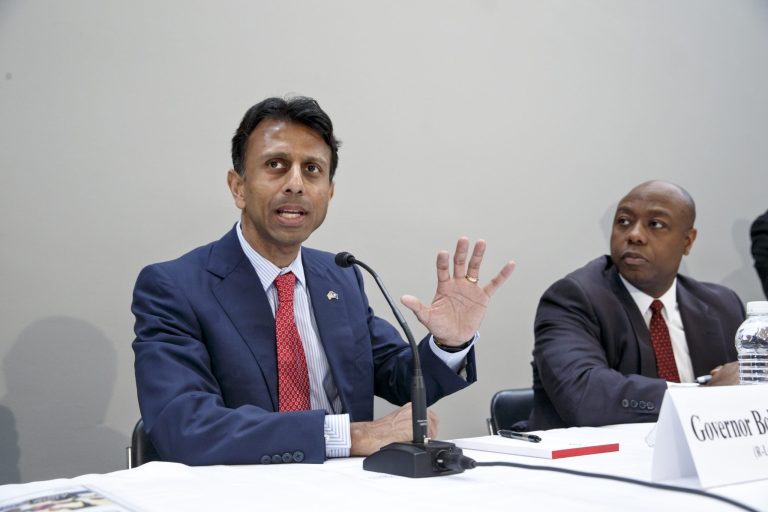 Gov. Jindal talks about his plan for national education reform at a policy breakfast on Capitol Hill, Monday, Feb. 9. (AP)
