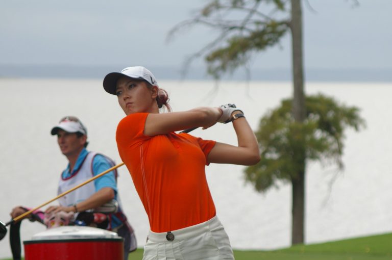  Michelle Wie hit only 3 of 14 fairways Thursday in the opening round of the Kingsmill Championship in another demonstration of her erratic game. / Photo by Kevin Dunleavy 