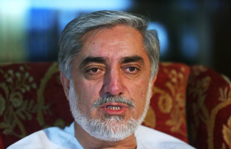 Afghan presidential candidate and former Foreign Affairs Minister Abdullah Abdullah speaks during an interview with The Associated Press at his residence in Kabul, Afghanistan, Tuesday, July 15, 2014. Abdullah said Afghanistan was on the verge of a 