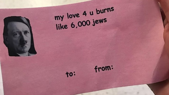Here's what happened: A non-student handed out a foul, Nazi-themed Valentine's Day card earlier this week at a Central Michigan University College Republicans event. The card read, 