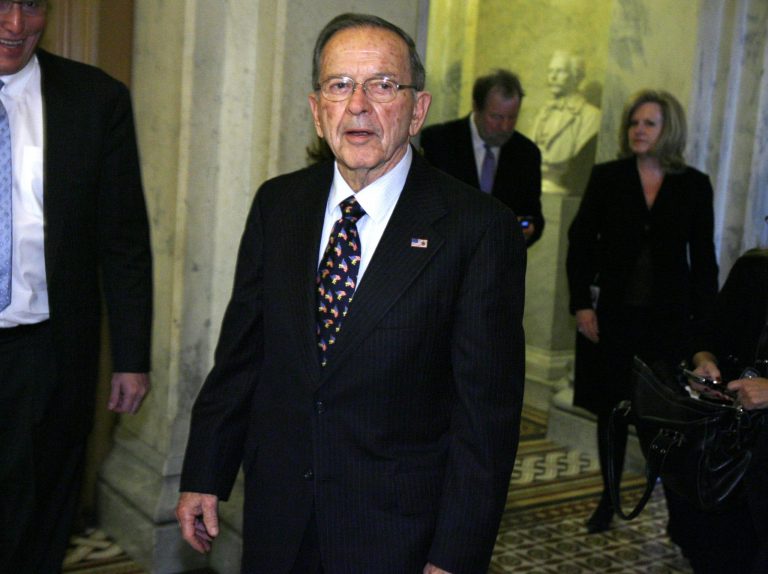 Former Sen. Ted Stevens, a Republican who served Alaska in the Senate for 40 years, left Washington six years ago under a cloud. As he was being investigated by federal authorities for corruption, Stevens lost re-election to Mark Begich. (AP Photo)