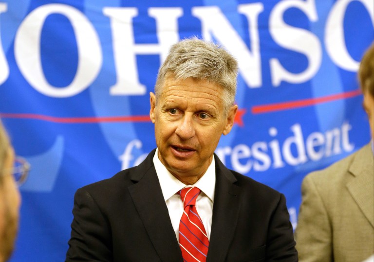 The Wall Street Journal said Libertarian Gary Johnson's candidacy may serve as a 