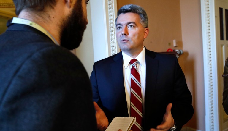 The Colorado Republican said on the Senate floor he was not happy with the surprise decision, especially after both Attorney General Jeff Sessions and candidate Donald Trump said they would not interfere with states on this issue. (AP Photo/Jacquelyn Martin)