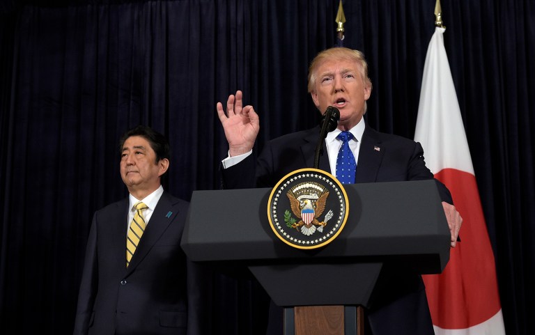 President Trump's weekend with Japanese Prime Minister Shinzo Abe seemed to be a positive step for him in the foreign policy realm, according to a Democratic senator. (AP Photo/Susan Walsh)