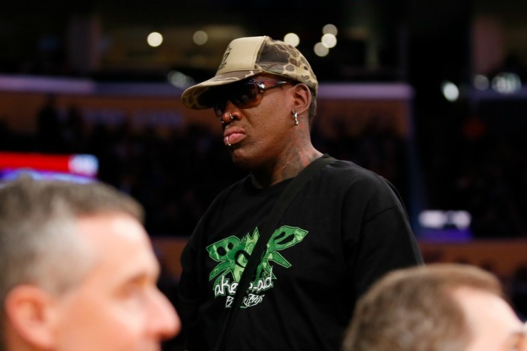 Dennis Rodman's tweet came in response to Ted Cruz jabbing Donald Trump during Thursday night's Republican presidential debate. (AP Photo)