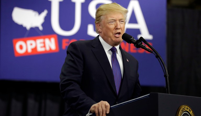 Trump warned his supporters against staying home in November despite the prosperity many have begun to enjoy as a result of Republican tax legislation. (AP Photo/Evan Vucci)