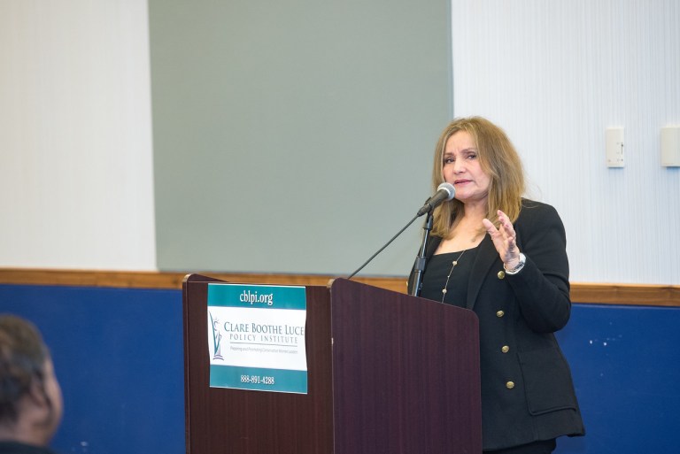 Nonie Darwish faced shouts as she spoke against Islam at Georgetown University Tuesday.