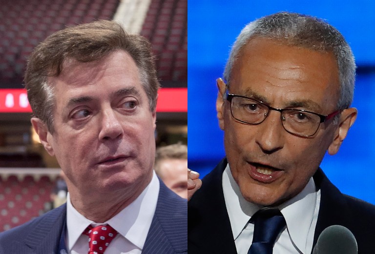 Paul Manafort, Republican nominee Donald Trump's former campaign chairman, is among the individuals being looked at. Meanwhile across the aisle in Democratic nominee Hillary Clinton's campaign, her team chairman John Podesta, is also swimming through murky waters. (AP Photos)