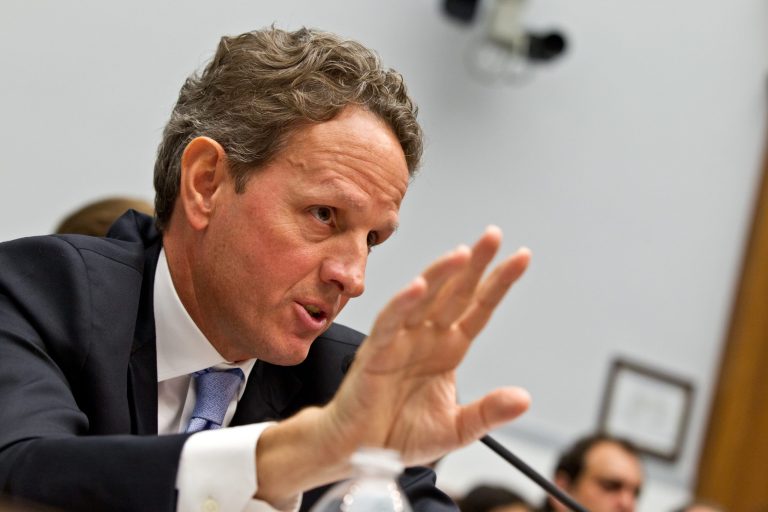 FILE - Treasury Secretary Timothy Geithner testifies on Capitol Hill in Washington, in this July 25, 2012 file photo.  (AP Photo/J. Scott Applewhite. File)
