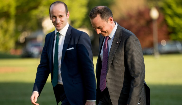 Stephen Miller, President Trump's senior adviser for policy, is collaborating with two conservative senators to support legislation limiting legal immigration, according to a report Wednesday. (AP Photo/Andrew Harnik)