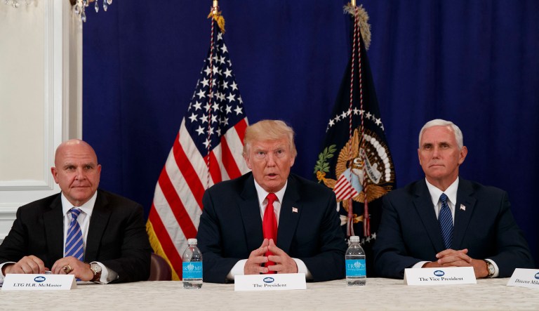 In comments to reporters in Bedminster, N.J., President Trump distinguished between leaks of classified information dealing with intelligence and national security issues, and others that show the inner workings of the White House. (AP Photo/Evan Vucci)