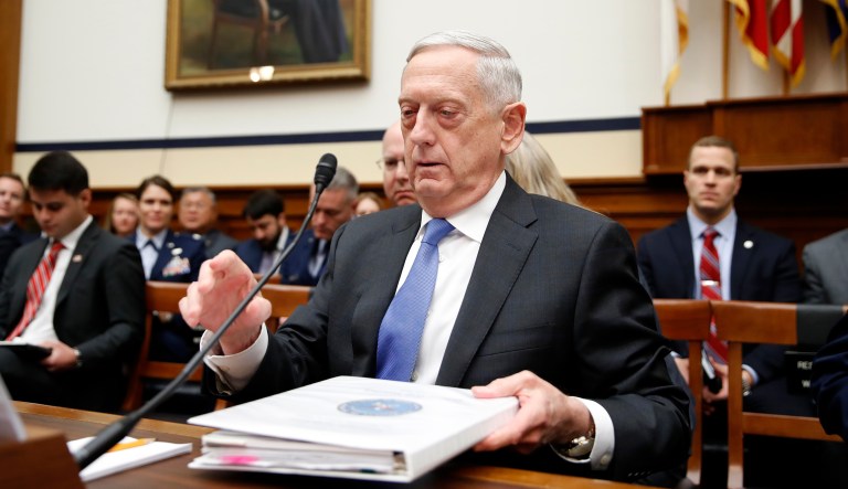 Jim Mattis says the proposal is really just a bargaining chip for negotiations with the Russians, who the U.S. says are violating a Cold War-era treaty that bans intermediate-range missiles. (AP Photo/Alex Brandon)