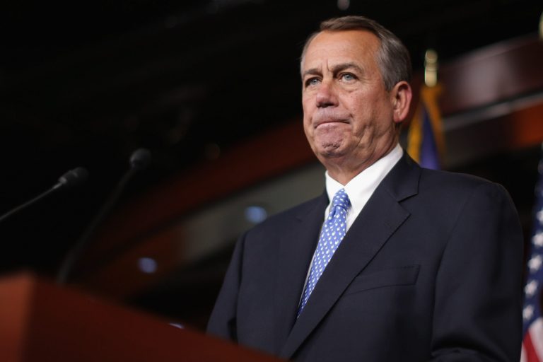 Speaker of the House John Boehner (R-OH) holds a news conference with the newly-elected members of the House GOP leadership at the U.S. Capitol November 13, 2014 in Washington. (Photo by Chip Somodevilla/Getty images)