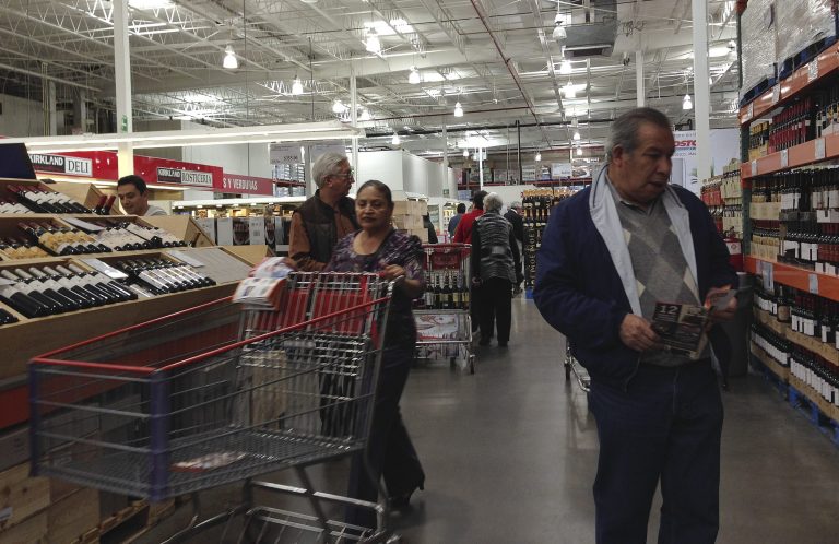 Customers shop at a Costco in Mexico City on Dec. 28.  Mexican shoppers are expected to spend even more on the U.S. side of the border when Mexican sales taxes in some regions go up from 11 percent to 16 percent in the new year. (AP Photo/Dario Lopez-Mills)