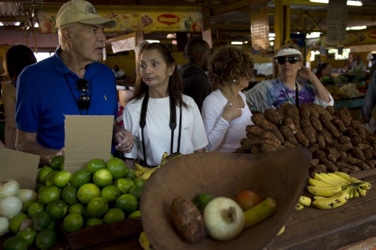 In this Jan. 23, 2014 photo, tourists traveling with the 