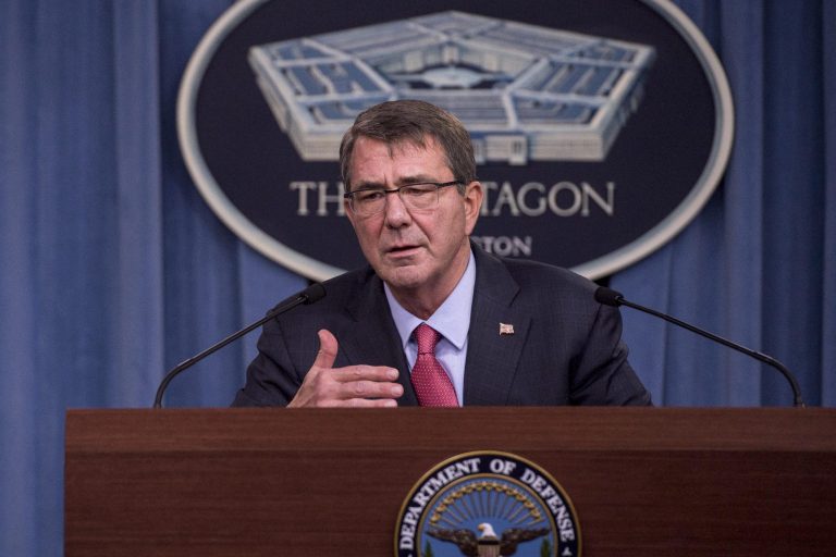 Defense Secretary Ash Carter previews the fiscal 2017 military budget on Tuesday. (Defense Department)