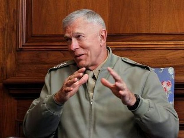 Retired Marine CommandantÂ James Conway is warning against defense spending cuts. Alex Brandon/AP Photo