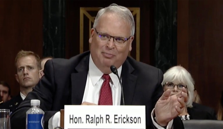 Ralph Erickson, President Trump's nominee to the 8th Circuit Court of Appeals, sailed through the Senate Judiciary Committee by a 20-0 vote Thursday. (Image courtesy screenshot)