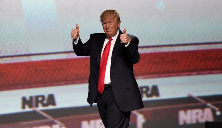 The National Rifle Association supported President Trump when vast swathes of the conservative movement was still skeptical. Now, he's taking on the gun lobby. (AP Photo/Mike Stewart)