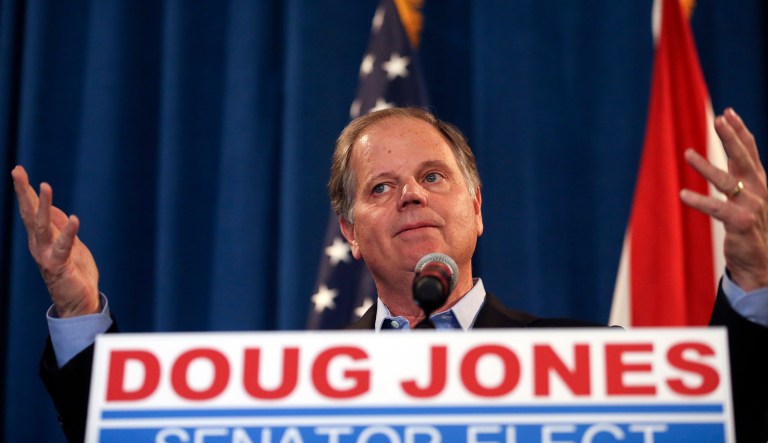 Even though Democratic candidate for U.S. Senate Doug Jones won the Alabama special election, he carried only one of the state's seven congressional districts. (AP Photo/John Bazemore)