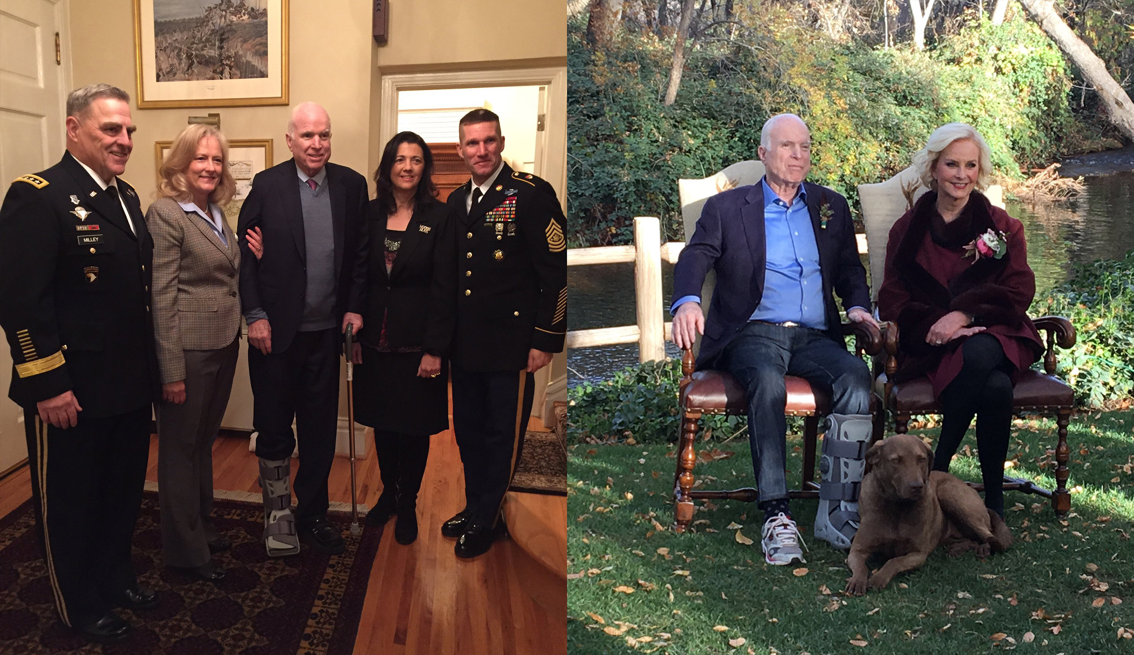 John McCain’s walking boot mysteriously appears to swap feet in latest photo
