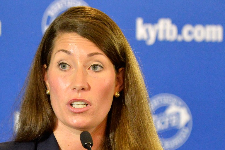 For the last year, only one nonpartisan polling company, SurveyUSA, has produced results that showed Kentucky Democratic Senate candidate Alison Lundergan Grimes ahead in her effort to unseat Republican incumbent Mitch McConnell. It's latest poll now has McConnell in the lead. (AP Photo/Timothy D. Easley)