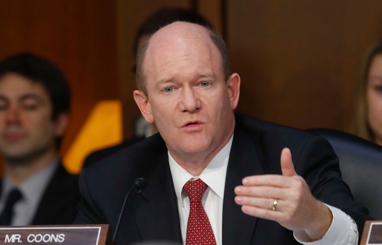 Sen. Chris Coons, D-Del., called on President Trump to invest more in diplomacy and work with traditional American allies as a part of his Syrian strategy. (AP Photo/Pablo Martinez Monsivais)