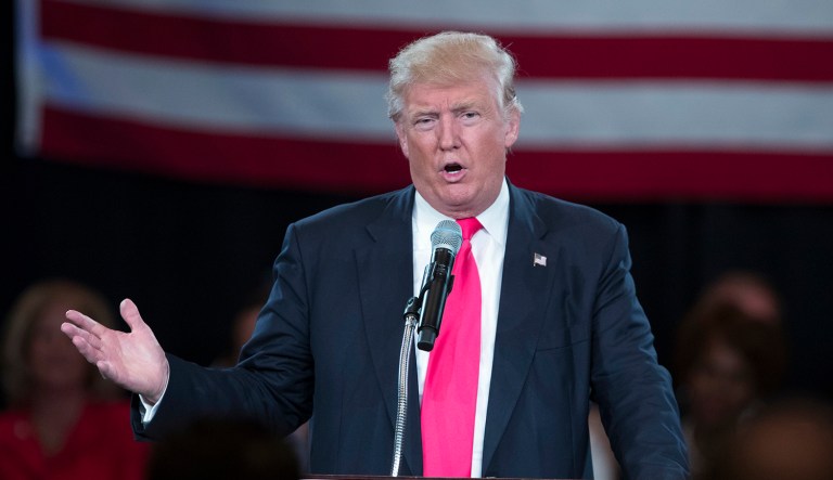 In a series of tweets, roughly 12 hours after Hillary Clinton accepted the Democratic presidential nomination, Donald Trump criticized both her and her speech. (AP Photo/Evan Vucci)