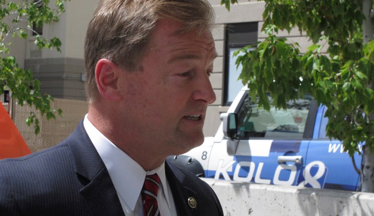Police responded to Hellerâs office on the morning of July 16 and found a threatening note left near the door of the office criticizing Heller, R-Nev., for his vote on a bill repealing and replacing Obamacare. (AP Photo/Scott Sonner)