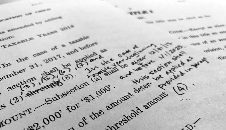 In this Dec. 4, 2017, photo, part of the Republican Senate bill 