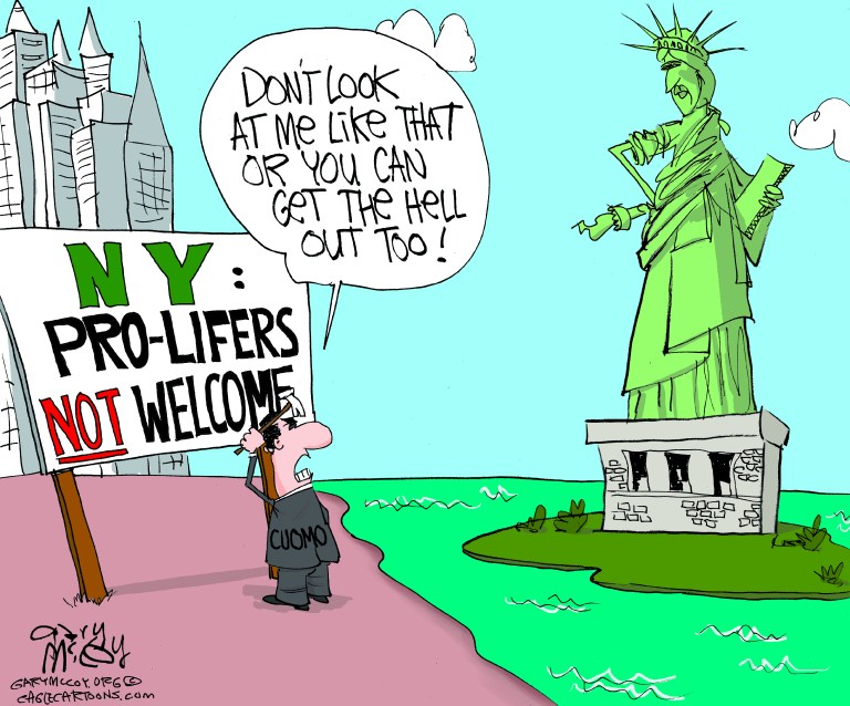 Editorial cartoon: Welcome to New York