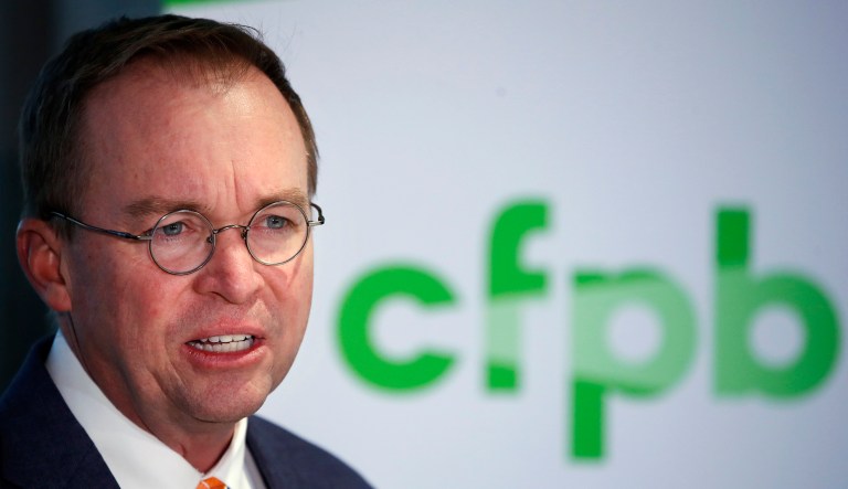 Following the resignation of CFPB Director Richard Cordray, the slot will be held temporarily by Office of Management and Budget Director Mick Mulvaney. (AP Photo/Jacquelyn Martin)
