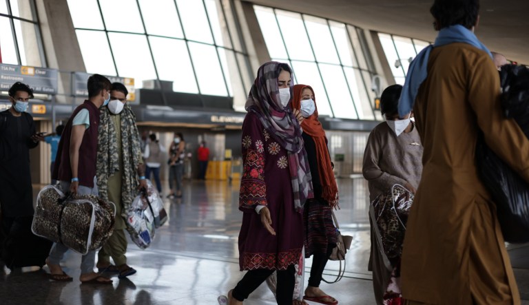 Afghan refugees arrive.