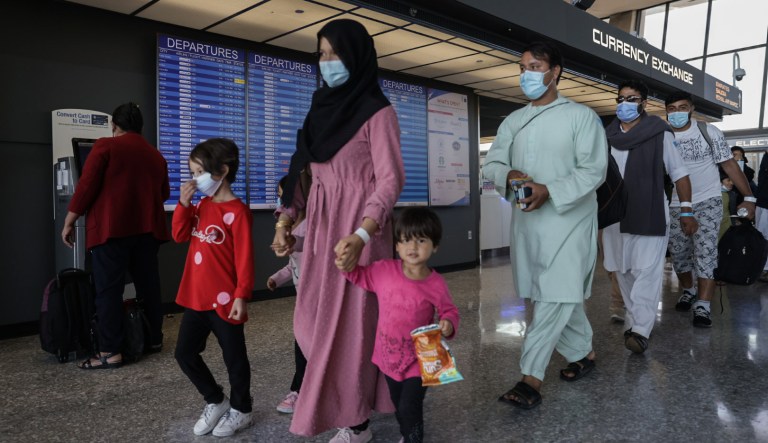 Afghan refugees arrive.