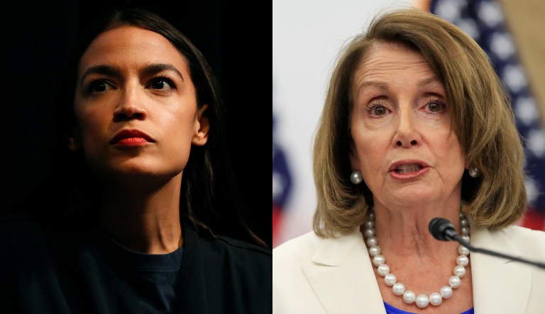 Alexandria Ocasio-Cortez and Nancy Pelosi
