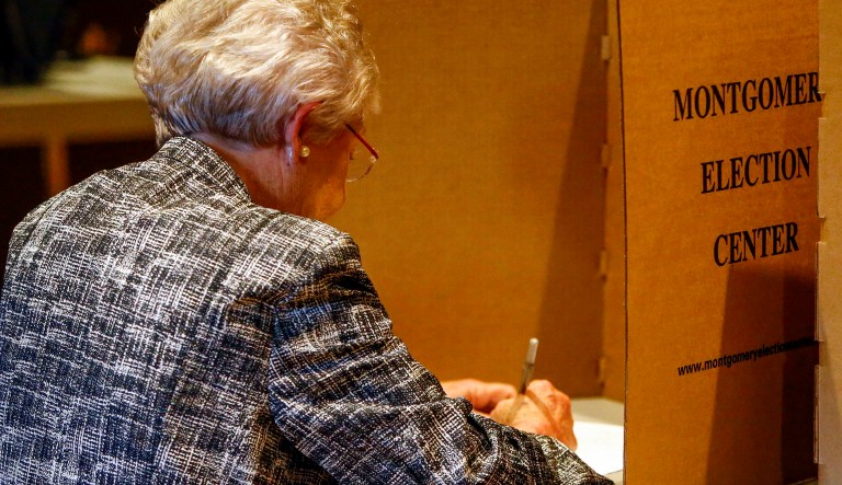 Alabama Governor Kay Ivey cast her vote at Huntingdon College Tuesday, Nov. 6, 2018, in Montgomery, Ala.