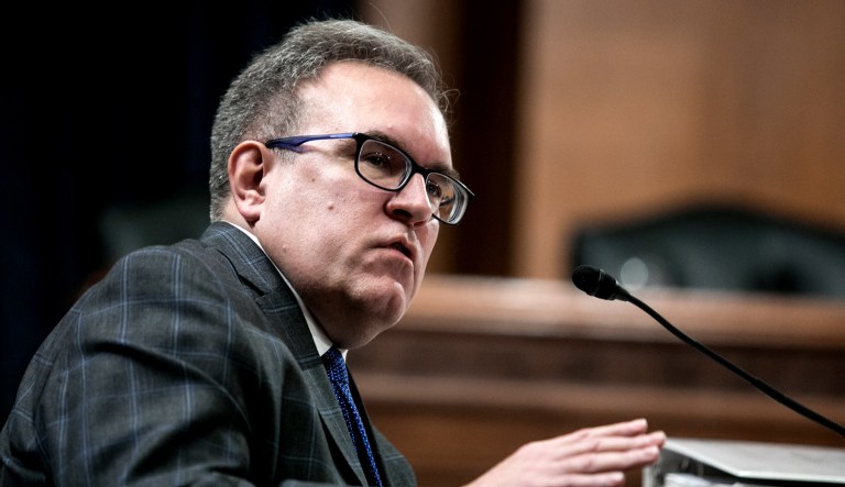 Andrew Wheeler, acting Environmental Protection Agency administrator, speaks during a hearing.