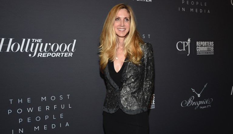 Ann Coulter gestures while speaking at the Conservative Political Action Conference (CPAC) in Washington,  Friday, Feb. 10, 2012. 