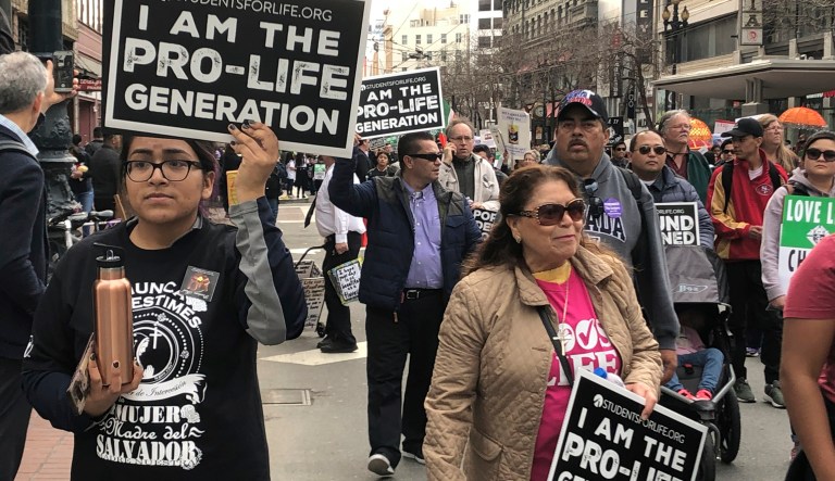 Thousands of abortion opponents march in the 15th annual Walk for Life across downtown San Francisco Saturday, Jan. 26, 2019.