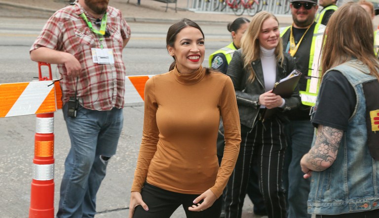 Alexandria Ocasio-Cortez arrives for the world premiere of "Knock Down the House" at the Paramount Theatre during the South by Southwest Film Festival on Sunday, March 10, 2019, in Austin, Texas.