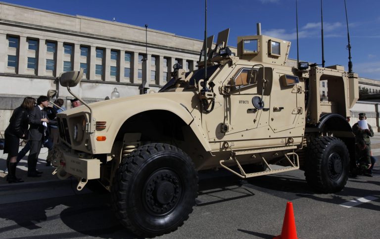 The MRAP all terrain vehicle (M-ATV) is presented to the media at the Pentagon, Monday, Nov. 2, 2009.