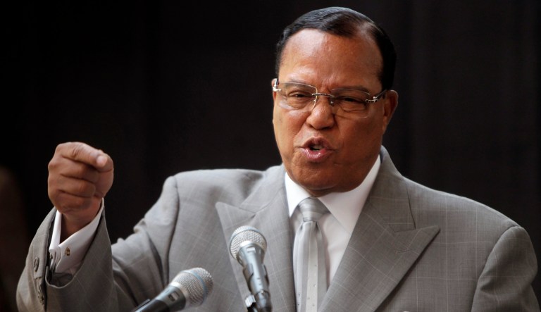 Nation of Islam leader Louis Farrakhan speaks at a news conference in New York, Wednesday, June 15, 2011.
