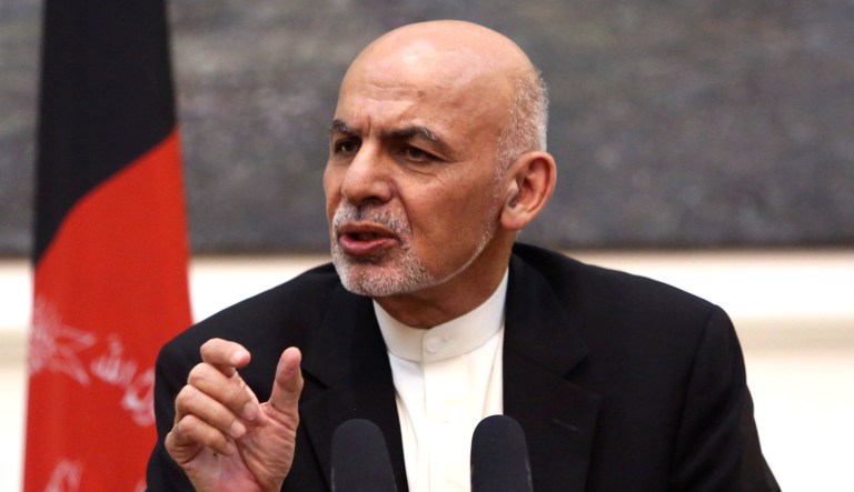Afghan President Ashraf Ghani speaks during a press conference.