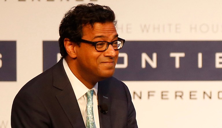 President Barack Obama speaks on a panel with Dr. Atul Gawande, left, and Dr. Kafui Dzirasa, right, at the White House Frontiers Conference at the Jared L. Cohon Center on the campus of Carnegie Mellon University in Pittsburgh, Pa.,  Thursday, Oct. 13, 2016.
