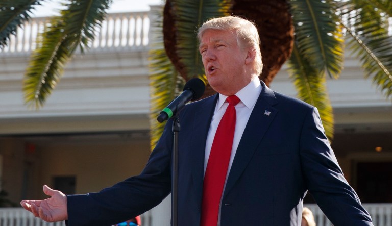 Donald Trump speaks during an event with employees at Trump National Doral, Tuesday, Oct. 25, 2016, in Miami. 